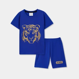 Golden lion navy blue t-shirt with half sleeve and shorts