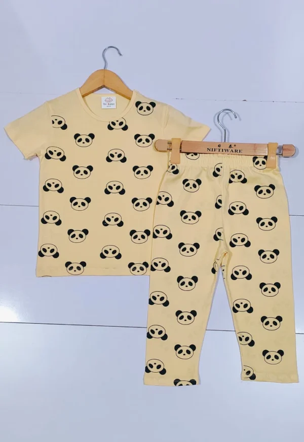 Pandas All Over T-Shirt Pajama Set for Girls