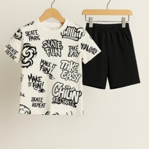 kids t-shirt and nicker printed cotton sizes 1-10 years
